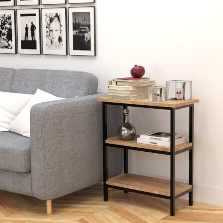 ชั้นวางของไม้ยางพารา สไตล์ลอฟท์ Monster Steel รุ่น JZN014 ขนาด 60*30*70 cm._2